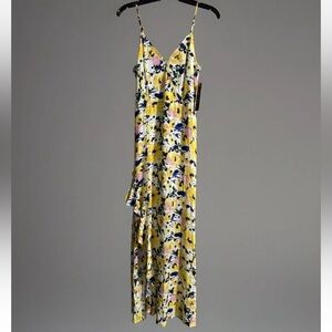 Olivia Grey Yellow  Floral Boho Strappy Maxi Dress Women’s Size SM NWT Summer